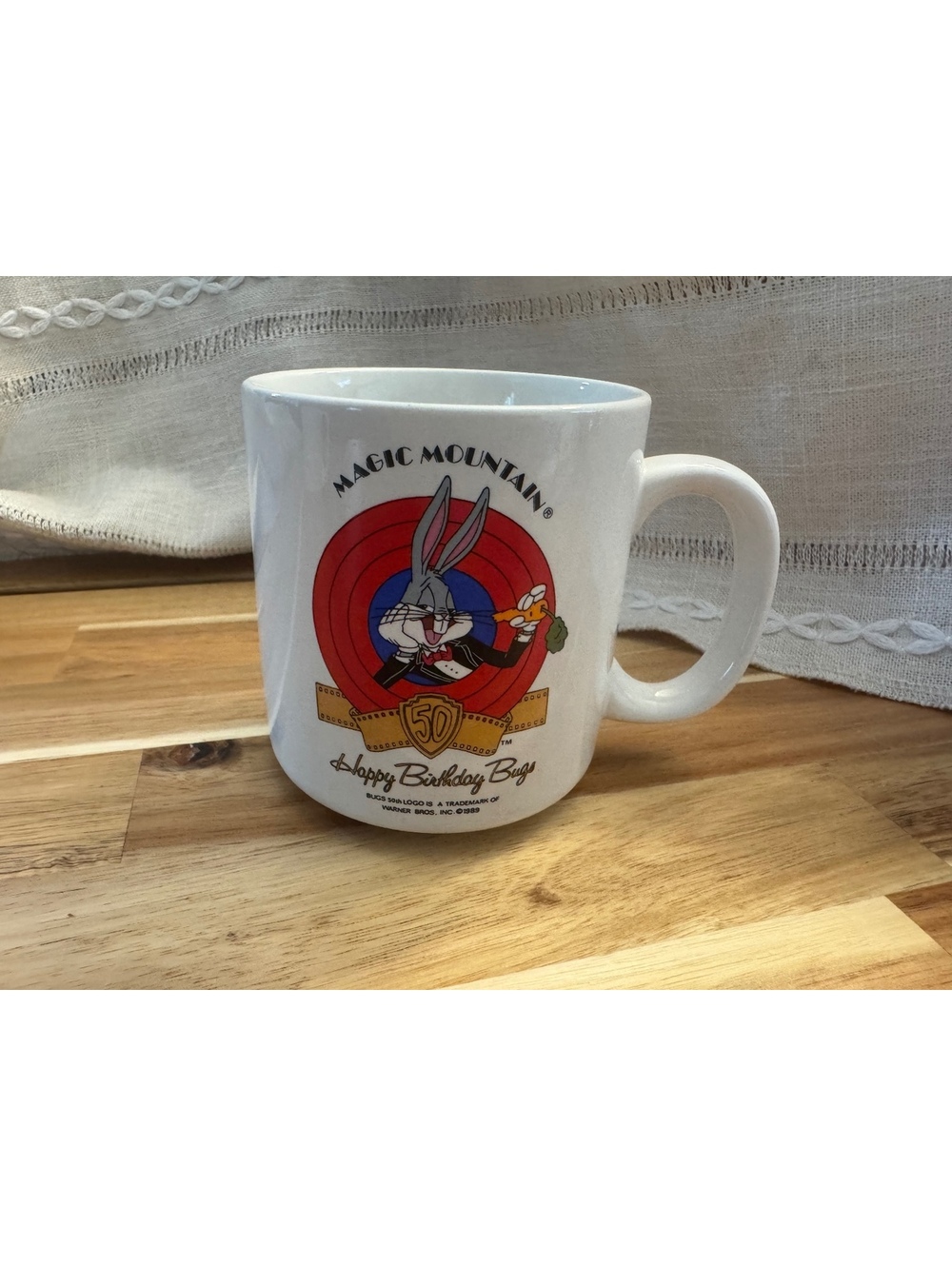 Vintage 1989 Magic Mountain Happy Birthday Bugs Bunny 50thAnniversary Mug Warner